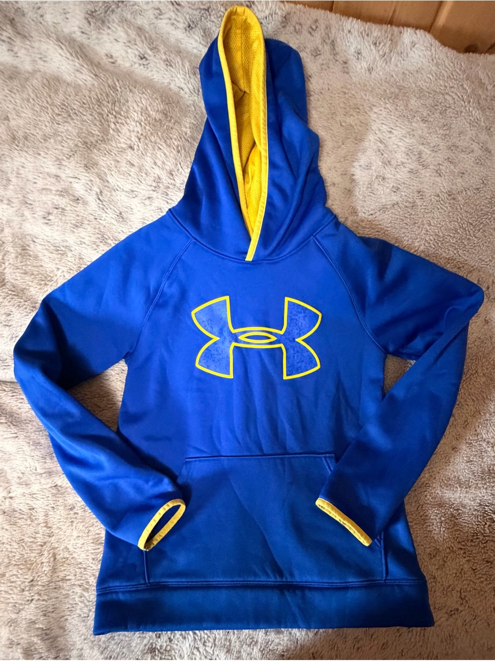 Under Armour Royal Blue Hoodie with Yellow Logo and Lining
